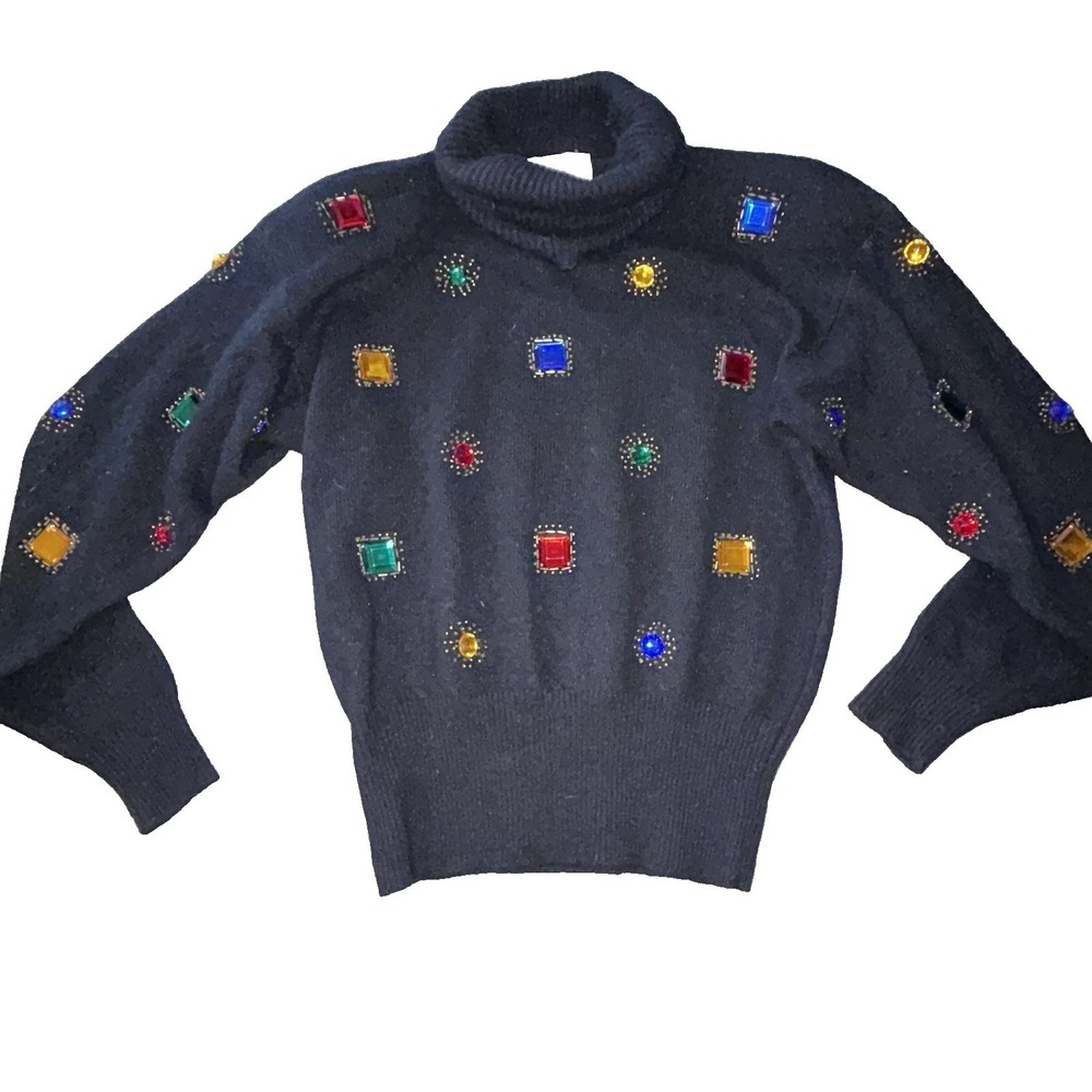 Vtg Doncaster Knit Sweater M Cowl Neck Wool Granny 90s Y2K Classic Avante Garde